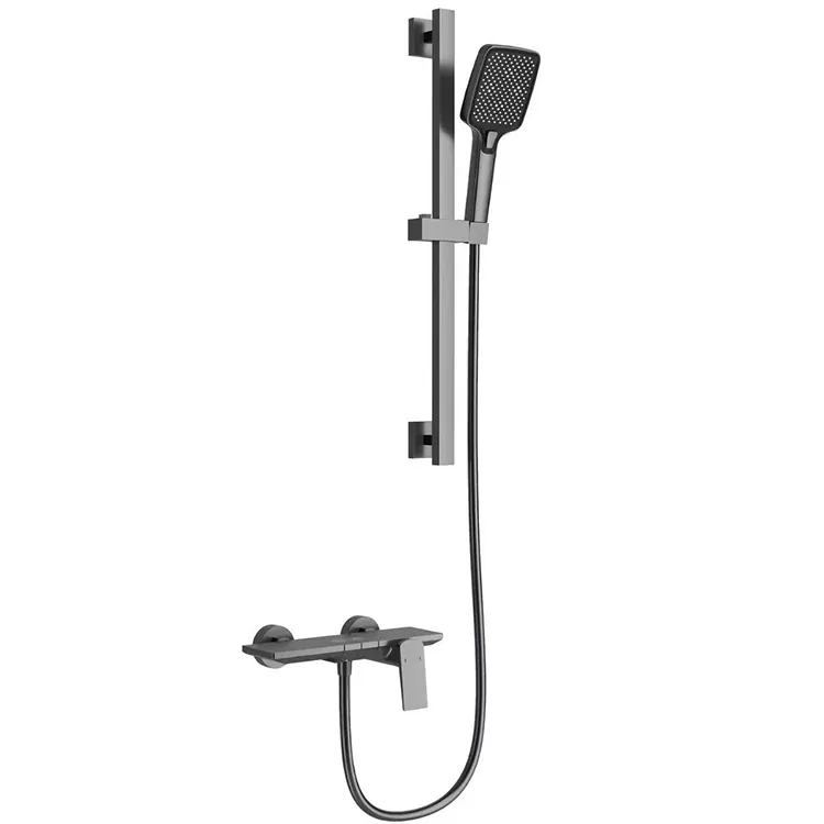 Gunmetal Grey Square Shower Set ma Fetuuna'i Fa'ase'e Pa